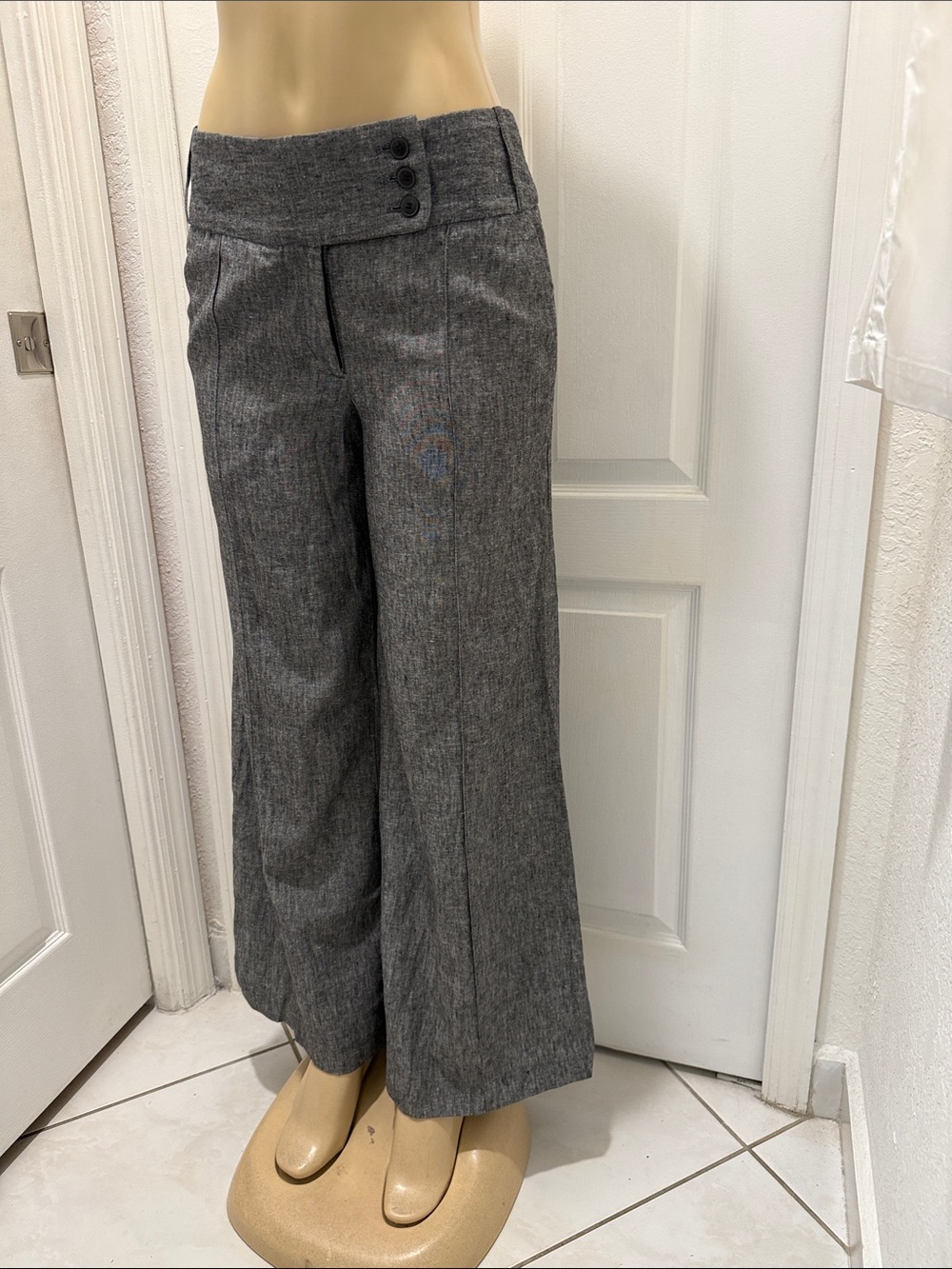 Dalia Collection Wide-Leg Charcoal Gray Trousers